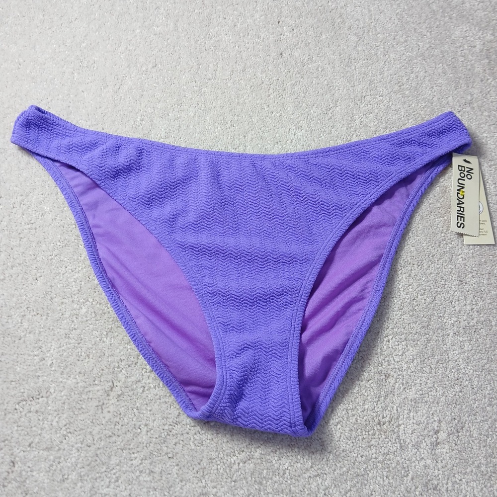 No Boundaries Herringbone Cheeky High Leg Bikini Bottom Purple XXL (20) NWT